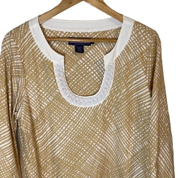 Vineyard Vines Tunic Linen Dress Size 14 Tan Lattice - Picture 2 of 9